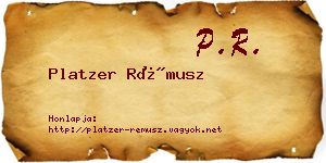 Platzer Rémusz névjegykártya